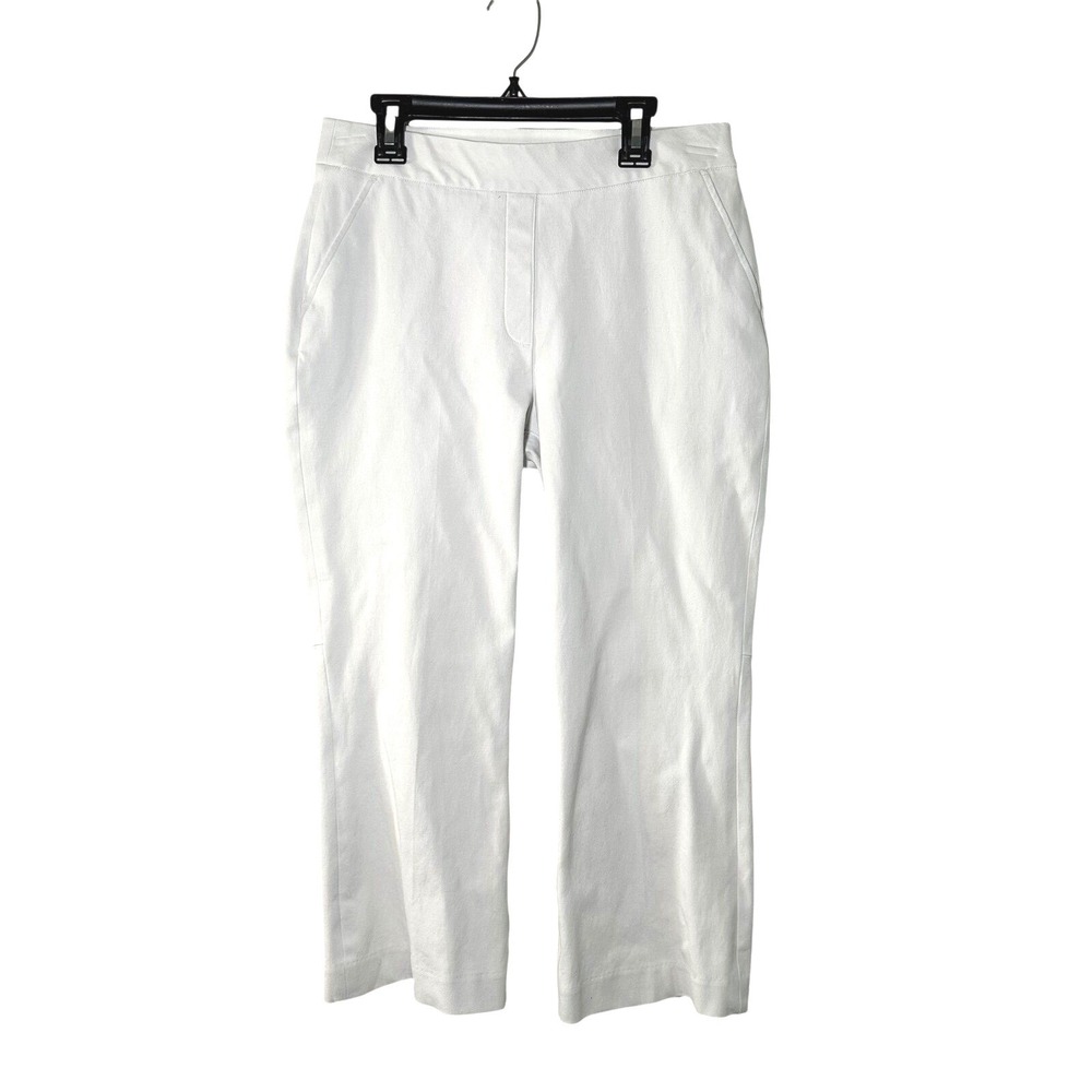 SPANX White Kick Flare Pants M Cropped Pull On Stretch Work Travel Slimming - Picture 2 of 7